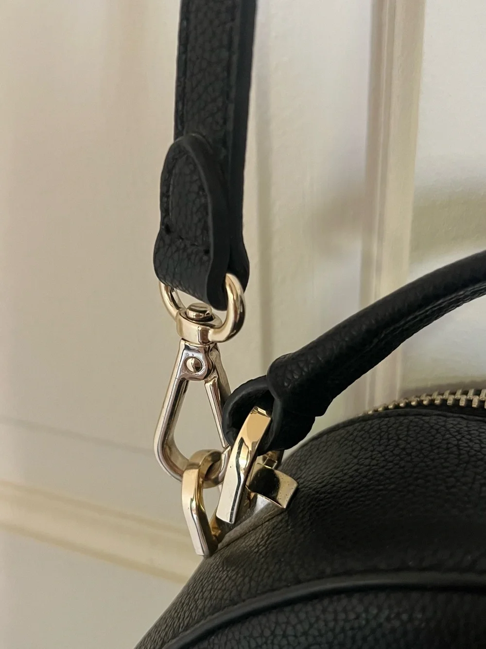 Vince Camuto Black Round Pebbled Leather Crossbody